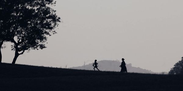 Wide shot of an open, minimalist space for exercise.